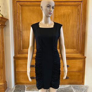 BCBG MaxAzaria Renee Black Rouched Dress Size Medium